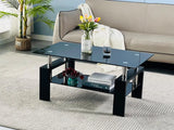 Living Room Rectangle Coffee Table, Tea Table Suitable for Waiting Room, Modern Side Coffee Table with Wooden Leg,