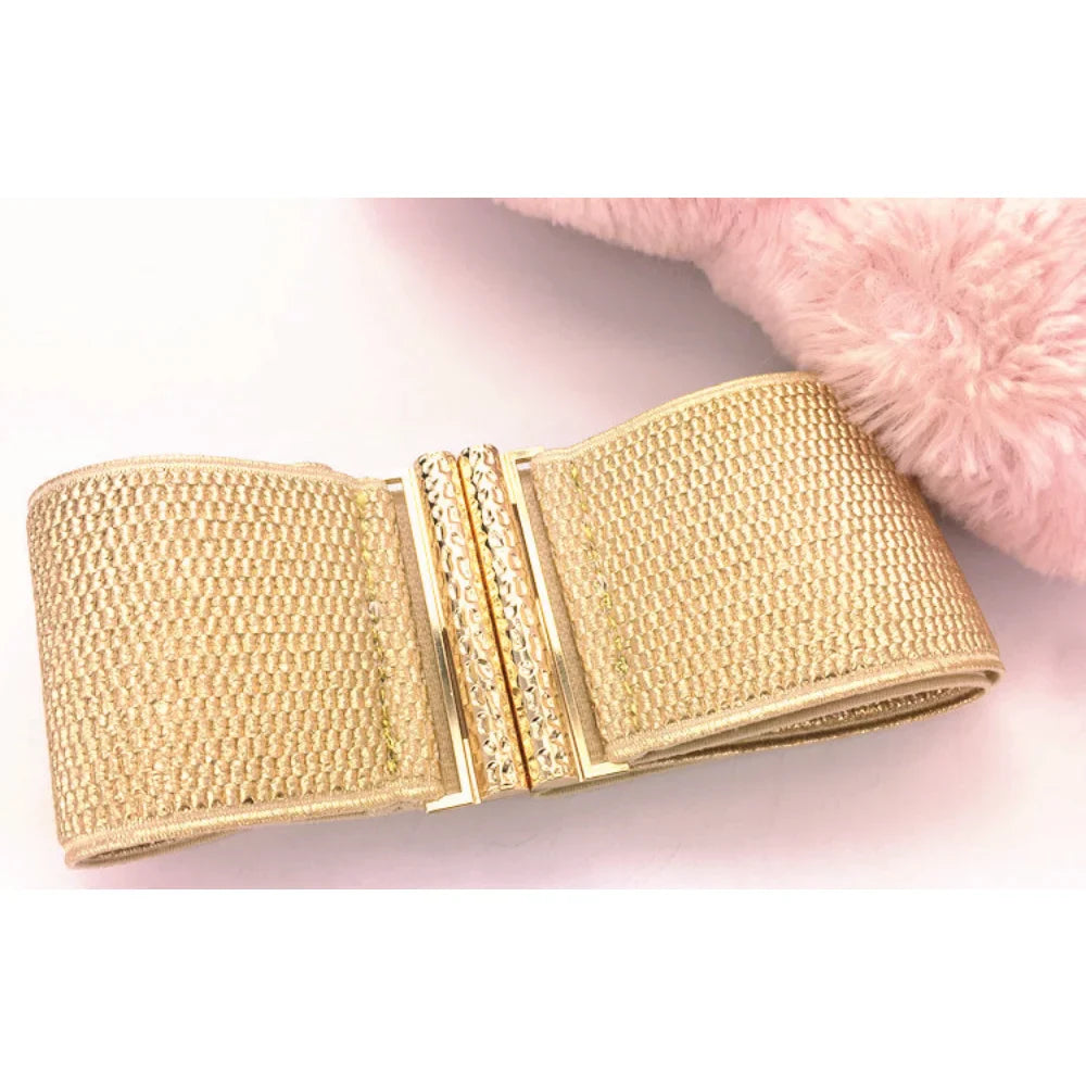 Gold Belt Women Decorative Belt Down Jacket Sweater With Skirt Belt Versatile Skirt Belt Elastic Elastic Wide Waist Seal