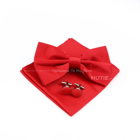 New Colorful Bowties Handkerchiefs Cufflinks Set Polyester Brooches For Men's Business Wedding Party Suit Dress Accessories Gift