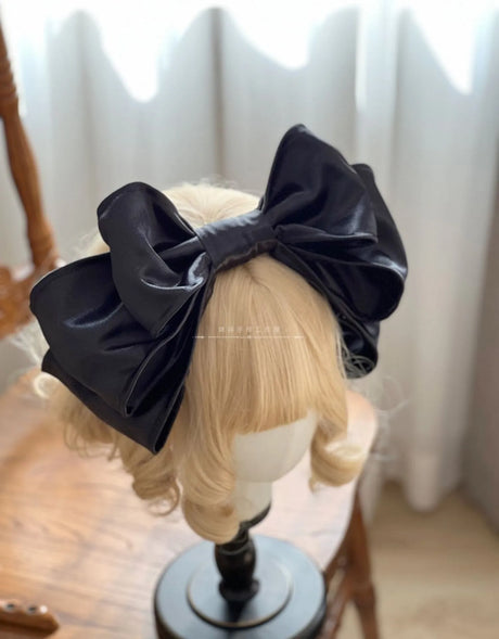 Lolita Handmade Cute Headwear Girls Oversized Bow Headband Lolita Hair Accessories Satin Multicolor