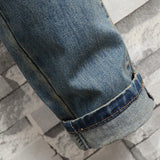 Distressed Ripped Jeans Men's Retro Blue Fashion Slim Motorcycle Trousers Male Hip-hop Street Male Hole Denim Pants