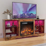 Fireplace TV Stand with 18''Fireplace, Modern Entertainment Center for TVs up to 65 inch, Media TV Console with Adjustable Glass