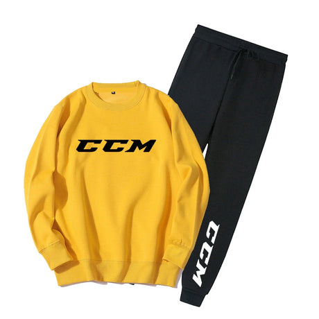 Men's Tracksuit Set Hoodie + Pants Spring Autumn Winter Fleece Warm Sportwear CCM Streetwear Suit Men Clothing