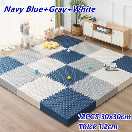 Baby Game Mat 12PCS Puzzle Mat Thick 1.2cm Play Mats 30x30cm Foam Puzzle Mat Floor Mats Gym Crawling Mat Kids Foot Mat Baby Rugs