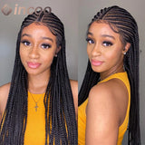 36 Inch Braid Wigs Lace Front Wig Cornrow Braided Wigs Box Braids 13x8 Lace Frontal Wig for Woman Synthetic Lace Wig Baby Hair