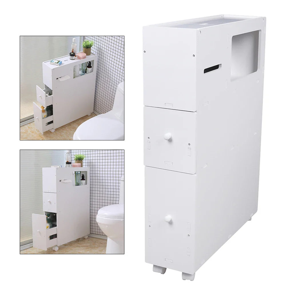 4 Layer Toilet Side Cabinet Narrow Storage Cabinet Toilet Receive Bathroom Cabinet Movable Floor-To-Ceiling Low Shelves