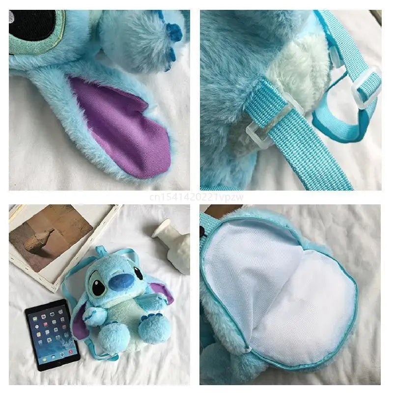 large Cartoon Blue Stitch Plush Backpack Cute Stitch Backpacks Stuffed Plush Dolls For Girls Bags Soft Christmas Gift