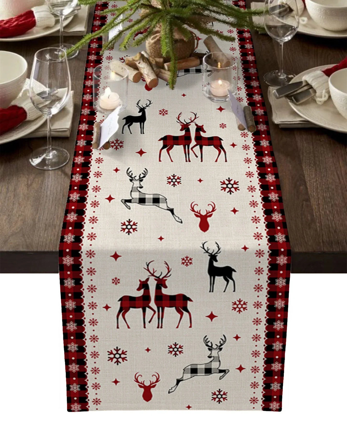 Merry Christmas Tree Ball Linen Table Runners Holiday Party Decor Reusable Dining Table Runenrs Wedding Navidad Decorations