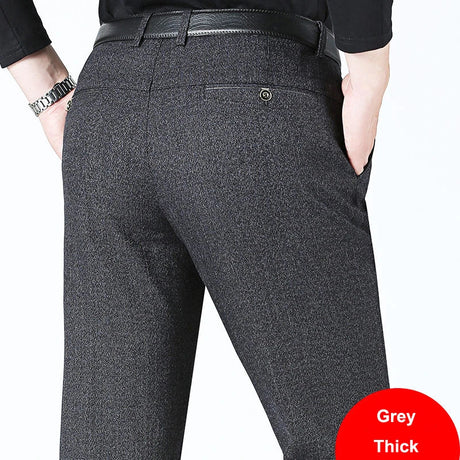 New Style Autumn Winter Men's Slim Casual Pants Fashion Business Stretch Trousers Men Brand Straight Pant Black Navy Plus Size