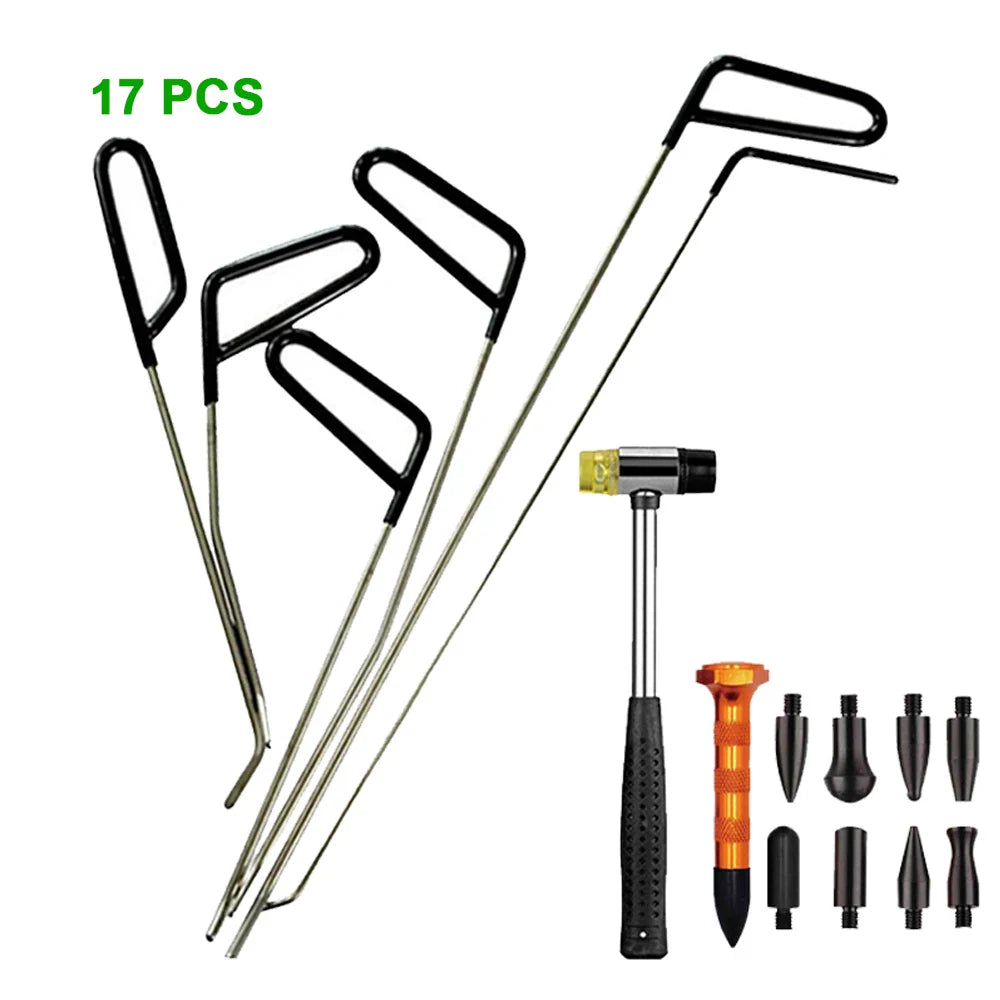 20Pcs Car Dent Repair Stainless Rods Hook Auto Body Dent Removal Dings Hail Crowbar Kit for Automotive Dent Repair Tools Kits