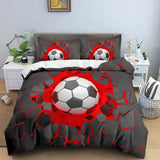 Football Duvet Cover Set 3D Print with Blue Crack Cool Sport Comforter Cover King Size for Kids Boys Girl Polyester Bedding Set