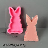 Cute Squatting Rabbit Silicone Mold 3D Animal Candle Scented Making Epoxy Mould DIY Handmade Easter Gift Baking Tools Home Decor