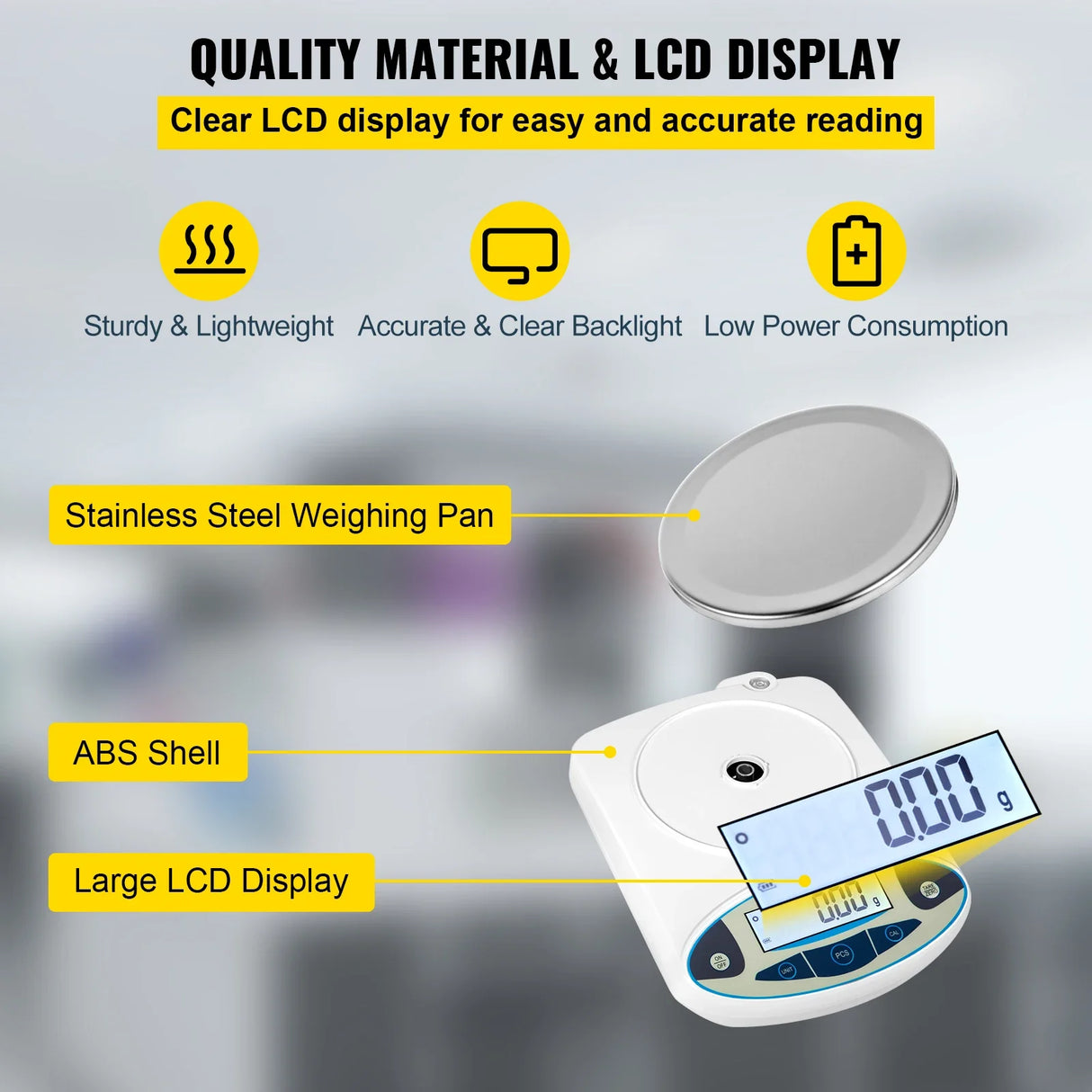 VEVOR 13 Units Conversion Lab Analytical Balance Digital High Precision Scale 3000g x 0.01g / 500g x 0.01g High Precision