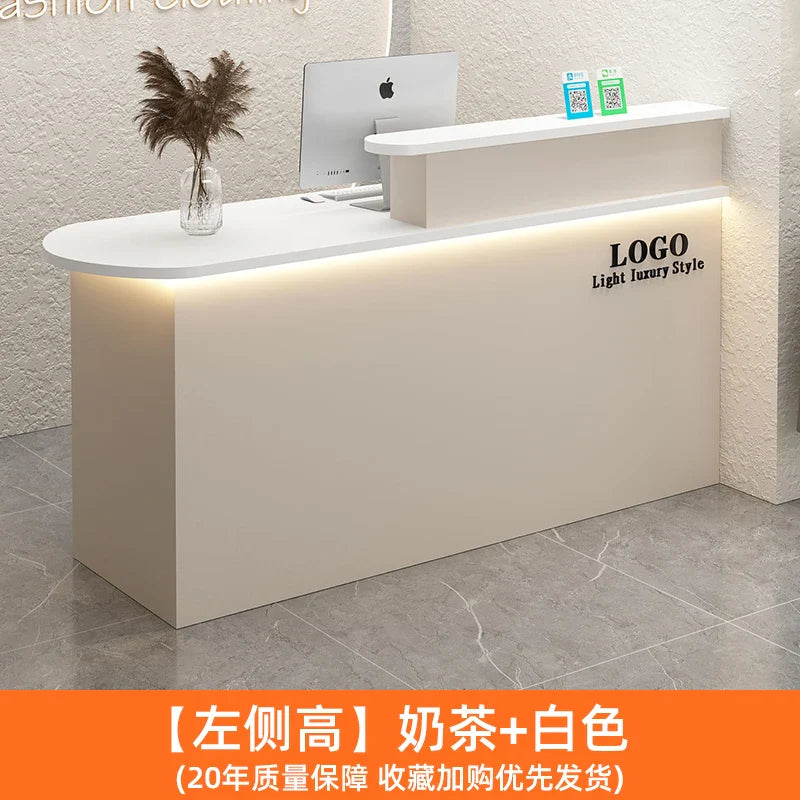 White Stylish Reception Desks Corner Light Bar Office Checkout Reception Desks Beauty Salon Mostrador Commercial Furniture