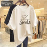 2023 Summer Plus Size Cotton T-Shirt Ladies Soft O-Neck Letter Print T-Shirt Oversized Short Sleeve T-Shirt Free Shipping