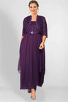 Women's Plus Size Mother of The Bride Cardigans and Mesh Layer Maxi Dress Autumn Elegant Party Evening Wedding Guest Dresses