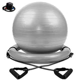 Fitness Yoga Ball Chair Exercis Stability Ball Chair with Inflatable Stability Base & Resistance Bands for Home Gym Office