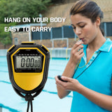 Waterproof Stopwatch Digital Handheld LCD Timer Chronographs Sports Counter with Strap for Swimming Running Football Training