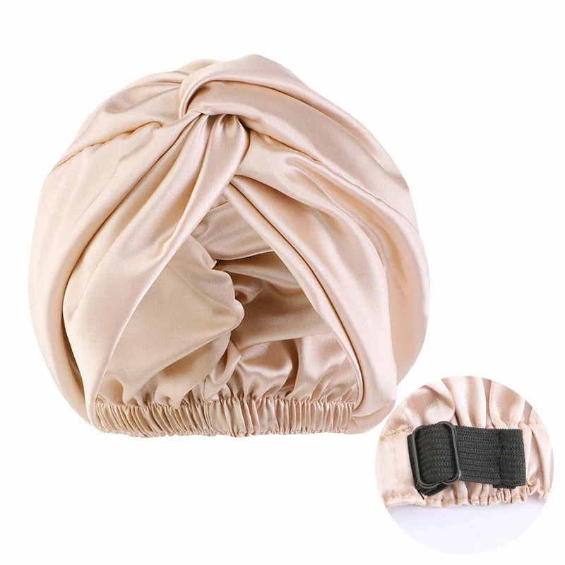 New Women Satin Sleep Night Cap Adjustable Double Layer Nightcap Twist Turban Cap Bandana Beauty Chemo Caps Bonnet Hair Care Hat