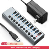 HUB 3.0 External Power Adapter 5/8/11 Ports USB Hub Splitter Switch 12V 4A Power Adapter For Tablet Laptop PC US EU