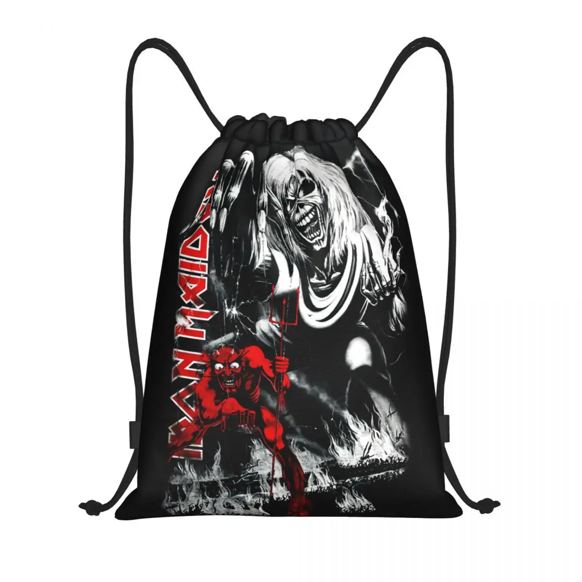 Heavy Metal Maidens Pirate Iron Drawstring Backpack Women Men Sport Gym Sackpack Foldable Training Bag Sack