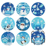 8Pcs DIY Diamonds Painting Coaster Animal Flower Non-slip Anime Art Mosaic Cup Cushion with Rack Rhinestones Paintings Decor