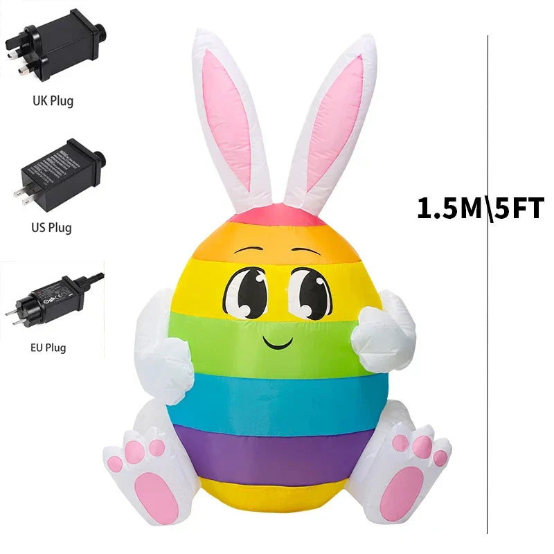 1.5M\5FT Rabbit Inflatable Toys with LED Lights Bunny Easter Decoration Home Indoor Outdoor Yard Garden Easter Decor Prop