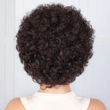 Pixie Short Afro Curly Bob Human Hair Wigs With Bangs For Women Brazilian Remy Hair Wear and Go Natural Brown Kinky Curly Wigs