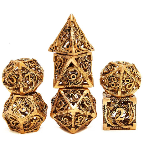 Mini Planet DND Metal Dice Set Three-dimensional Flying Dragon 3D Metal Dice D&D Hollow Metal Dice Set DnD RPG Polyhedral Games