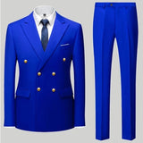 2023 Fashion New Men's Casual Boutique Double Breasted Suit Trousers / Man's Business Suit Jacket Blazers Coat Pants 2 Pcs Set