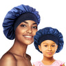 2PCS Mommy and Me set Elastic Band Satin Silky Bonnet Sleep Cap For Women Men Unisex Hair Care Bonnet Nightcap Satin Bath Cap