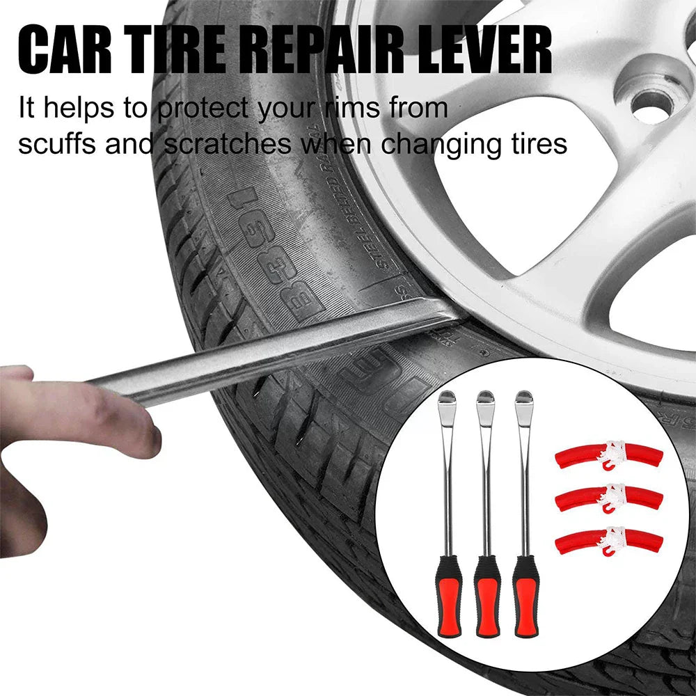 Tire Maintenance Tool Set Steel Spoon Rod Rim Protector Valve Tool for Repair Car Motorcycle Bike Tire Changer Levers Tool Spoon