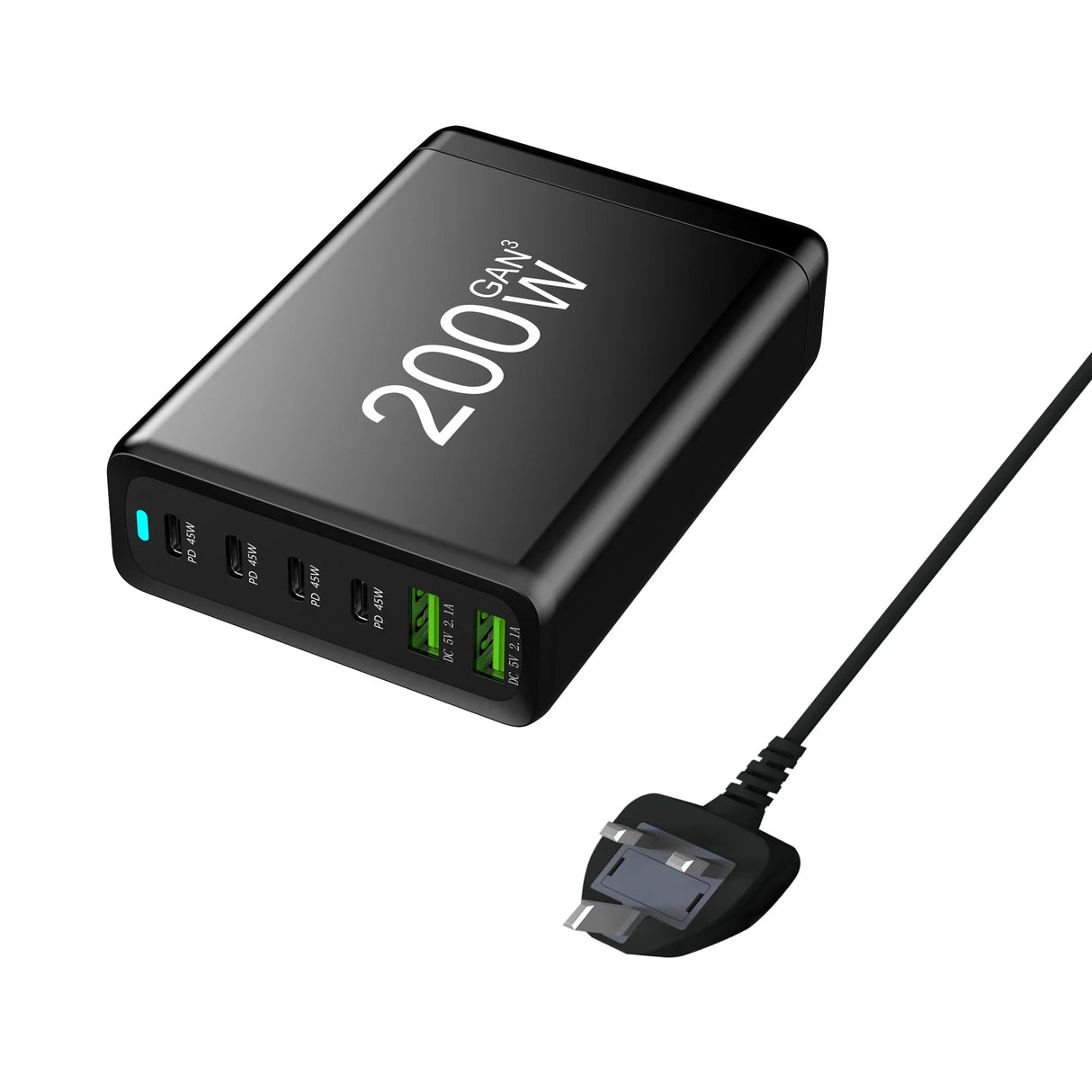 100W 120W 200W GaN Charger 6 Ports USB Type C PD Charger Quick Charge 3.0  USB Type C Quick Charger Mobile Phone USB Charger