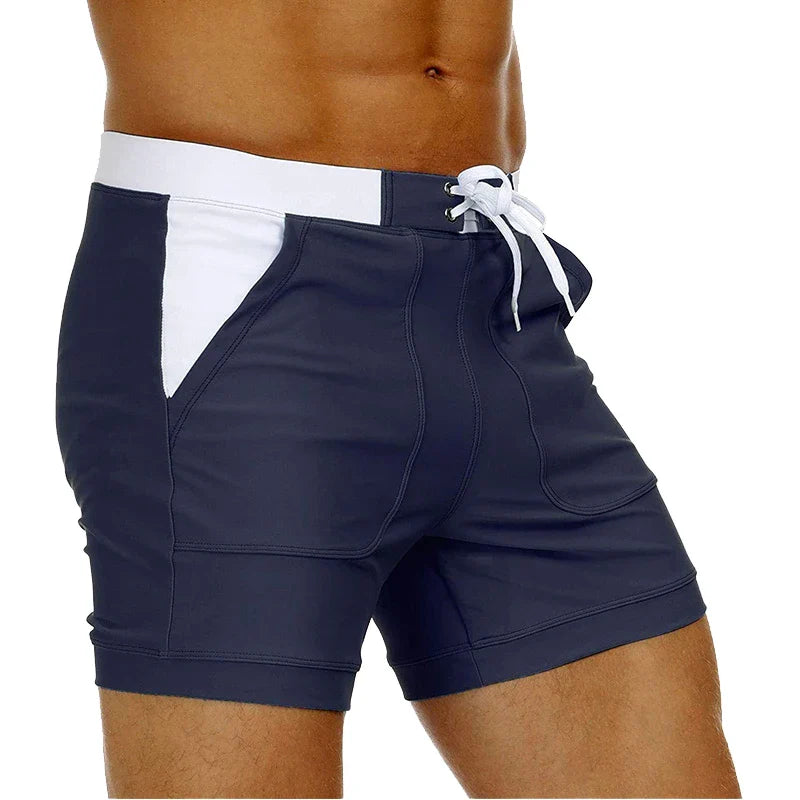 MAGCOMSEN Men's Swimwear Shorts Summer Quick Dry Swimming Trunks Surf Board Shorts Boxer Briefs Swimsuit Beach Sunbathing Shorts