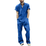 Work Jumpsuit for Men Cargo Pants Button Closure Turn-down Collar with Pockets Jumpsuits And Romper for Men