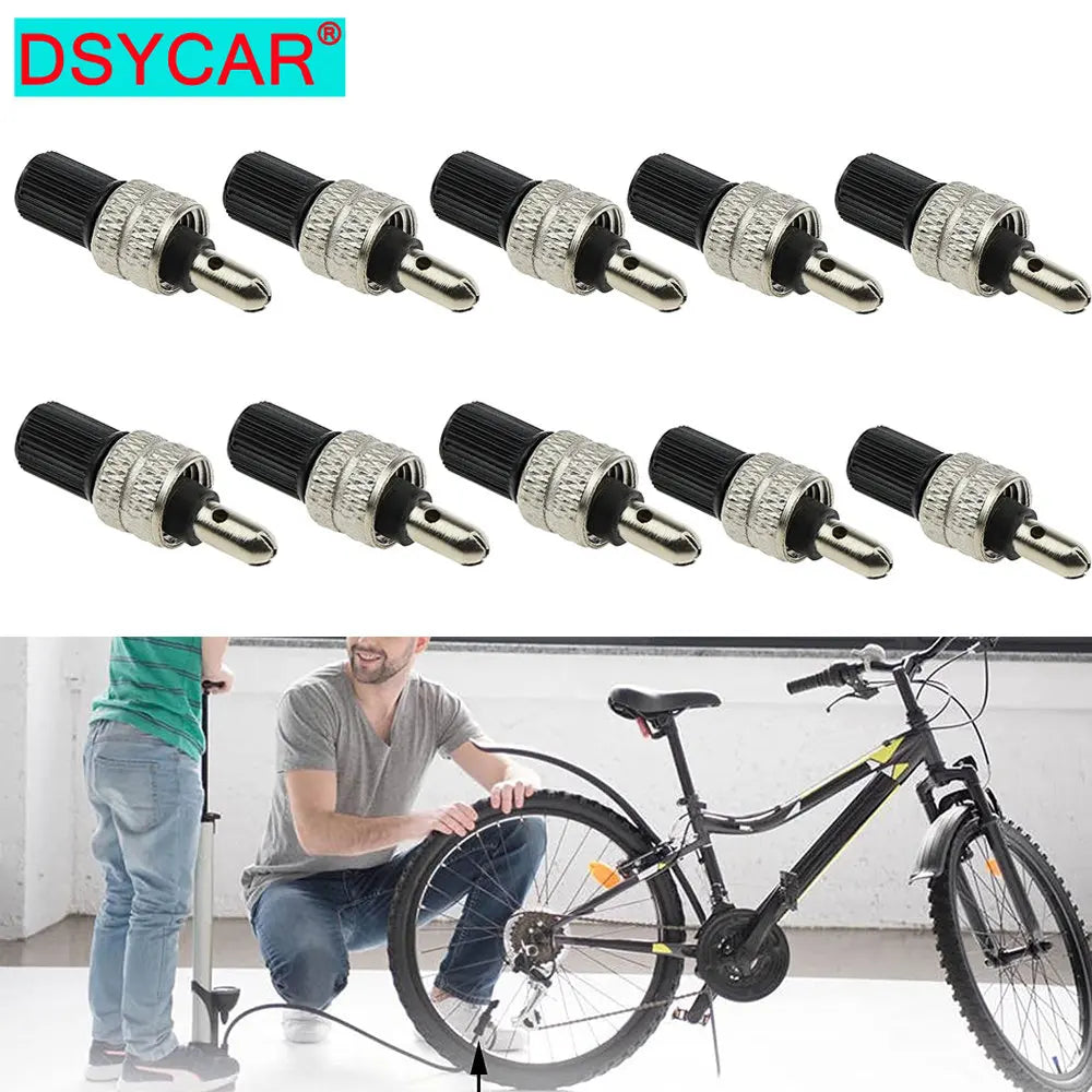 10Pcs Bike Valve Core Set, Bicycle Bike Dunlop Valve Set Bike Valve Caps Compatible with Wood Dunlop Bike Tyre