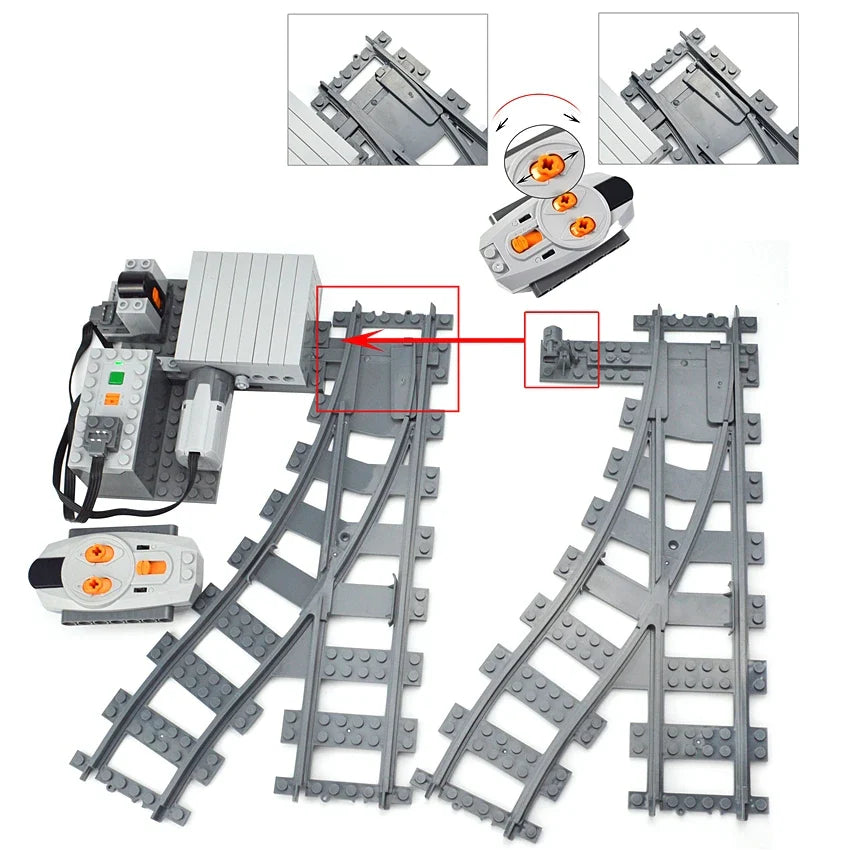 City Trains Track Rail Bricks Model straight curved soft Flexible Switch Uphill Tracks Railway  Building Blocks kids Toys