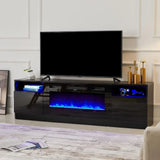 Fireplace TV Stand with 36" Electric Fireplace, LED Light Entertainment Center, Modern Wood Texture Entertainment Stand