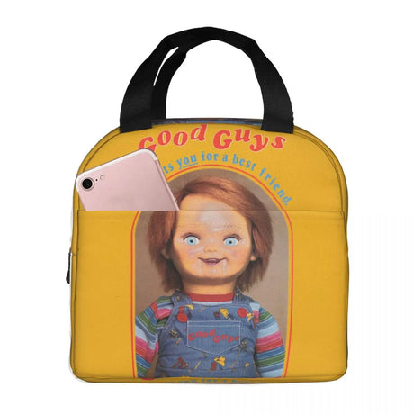 He Wants You For A Best Friend Chucky Lunch Bags Horror Portable Insulated Cooler Child's Play Thermal Picnic Work Lunch Box