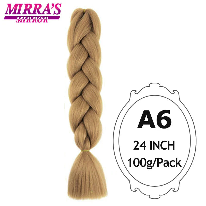 Mirra’s Mirror 24inch Synthetic Braiding Hair Extensions 10pcs Wholesale Colorful Braids Hair Jumbo Braid Hair Black Brown