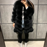 New Lady Winter Natural White Long Real Fox Fur Coat Women