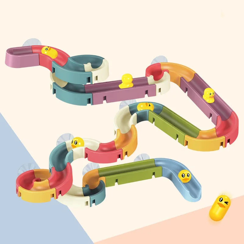 DIY Baby Bath Toys Marble Race Run Assembling Track Block Kids Play Water Spray Toy Children Toddler Bathroom Bathtub Toy Gifts