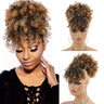 Afro Puff Drawstring Ponytail with Bangs Pineapple Updo Hair for Black Women, Short Kinky Curly Ponytail Bun (1B