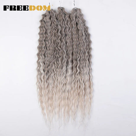 FREEDOM Synthetic Twist Crochet Curly Hair Ariel Water Wave Braid Hair Ombre Blonde Brown Green Blue Braiding Hair Extension