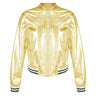 Kids Girls Shiny Baseball Jacket Bolero Disco Blazer Street Dance Wear Long Sleeve Metallic Zipper Bomber Coat Outerwear