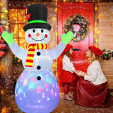 2.2M Christmas Snowman Inflatable Model Rotate LED Light Green Glove Xmas Stake Props Toys Household Accessories Holiday Decor