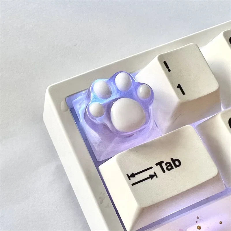 Cat Paw Clear Resin Keycap Mechanical Keyboard Computer Camer Backlit RGB Tiffany Transparent DIY Cherry Key cap Custom ESC WASD