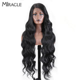 MIRACLE Synthetic Lace Front Wigs For Women Long Wavy 36 Inch Body Wavy Side Part Lace Front Wig Ombre Brown Blonde Cosplay Wig