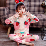 Autumn Cotton Sleepwear Sets for Children Baby Girls Lovely Heart Pajamas 2Pcs Long Sleeve Shirts+Pants Loungewear Kids Clothing