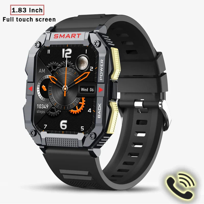 GPS Military Smart Watch Men Carbon Black Ultra Army Outdoor IP68 5ATM Waterproof Heart Rate Blood Oxygen Satm Smartwatch 2024